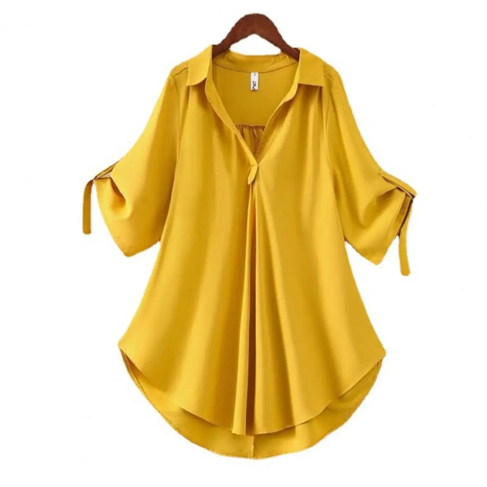 Women Summer Tunic 2023 Fashion Casual Women's Blouses Solid Color Cool Casual Ladies V Neck Loose Blouse Summer Chiffon Tops