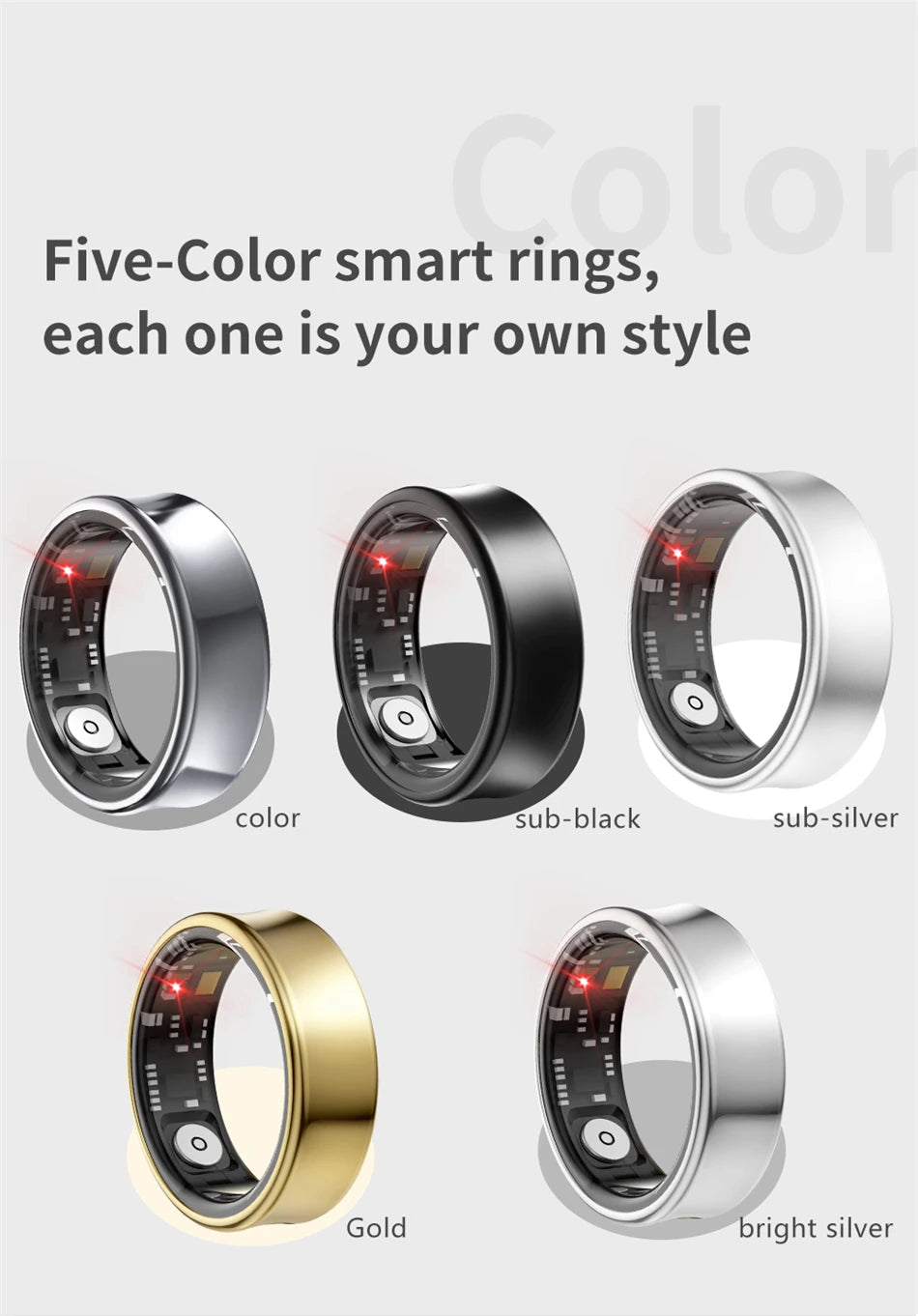 For Samsung Galaxy Smart Ring Men Blood Oxygen Sleep Monitoring GPS Motion Track IP68&5ATM Waterproof Smartring For Android IOS