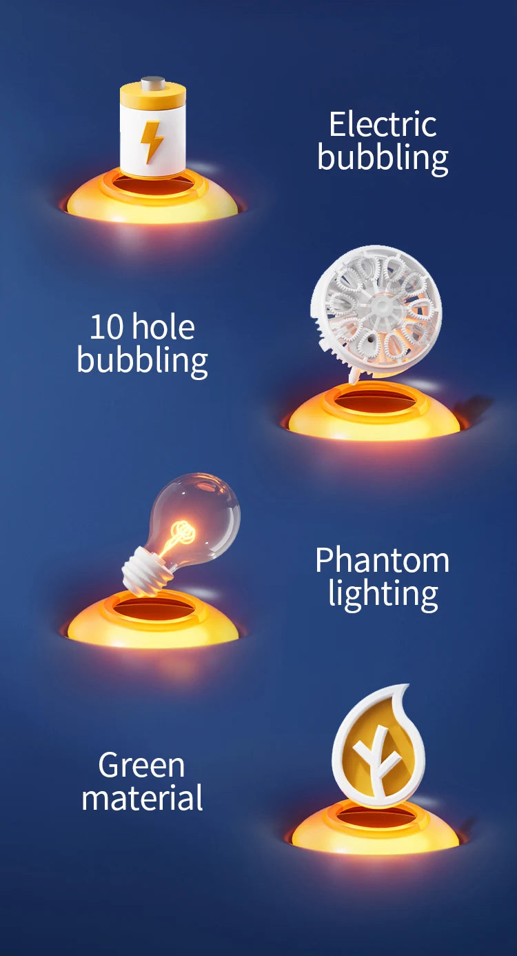 10 Hole Space Bubble Machine Outdoor New Product Children's New Product Hot Stage (Excluding Bubble Liquid and Battery)