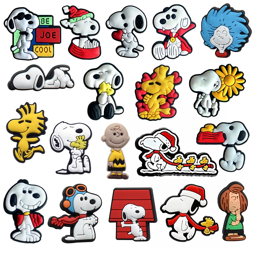 MINISO Snoopy Shoe Charms Clogs Bubble Slides Sandals PVC Shoe Decorations Accessories for kids Christmas Birthday Gifts