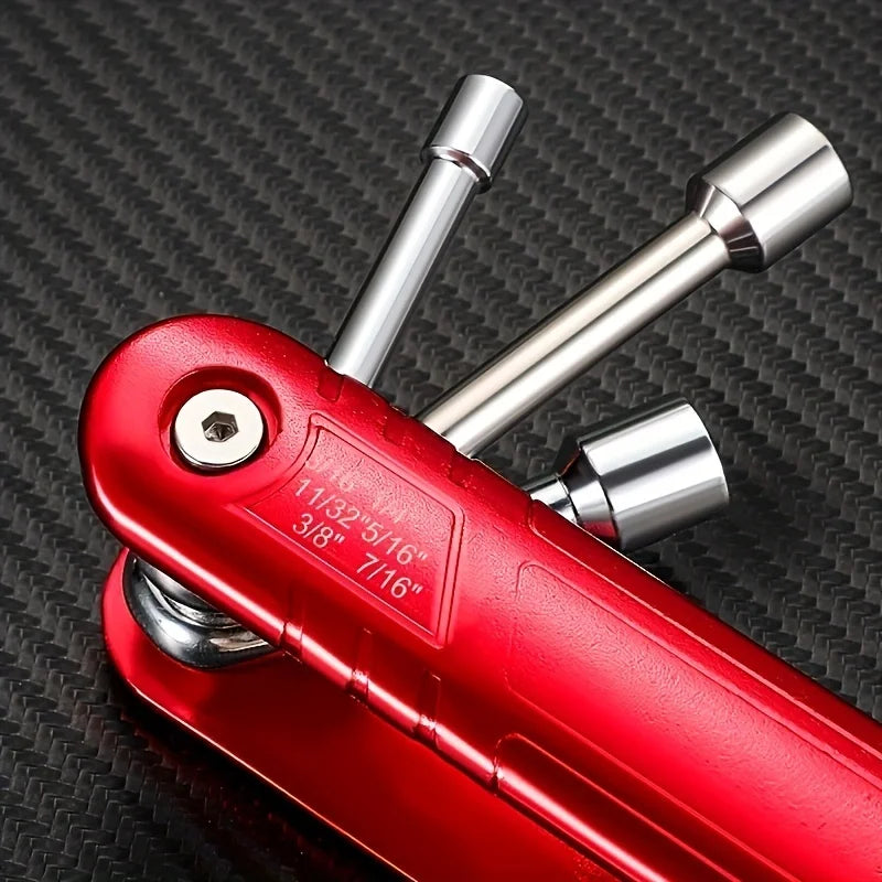 6-inch Portable Sleeve Tool Combos Set Outdoor Metric Folding Socket Wrench Multifunction Household Tools Sleeve