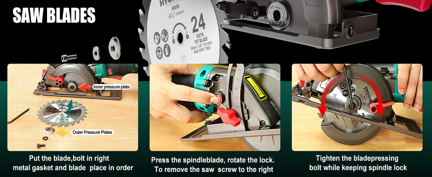 HYCHIKA 750W Mini Circular Saw 48mm Cutting Depth Dust Collection Function Electric Saw for Wood Metal Platisc Power Tools