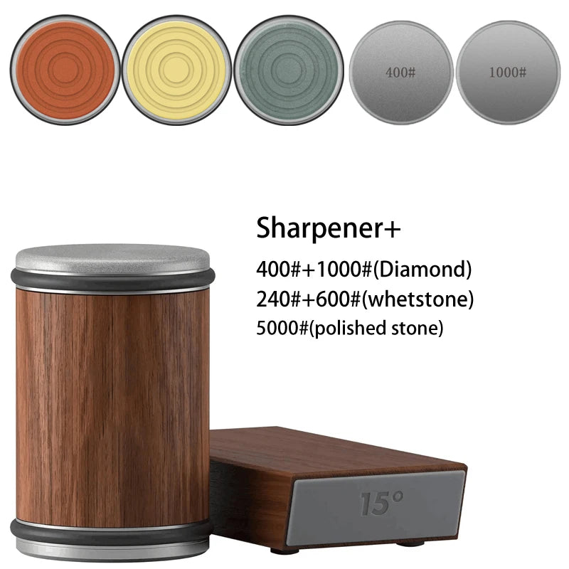 Rolling Knife Sharpener Magnetic Knife Holder Diamond Sharpening Stone with15and20 Degrees Angle Roller Kitchen Accessory set