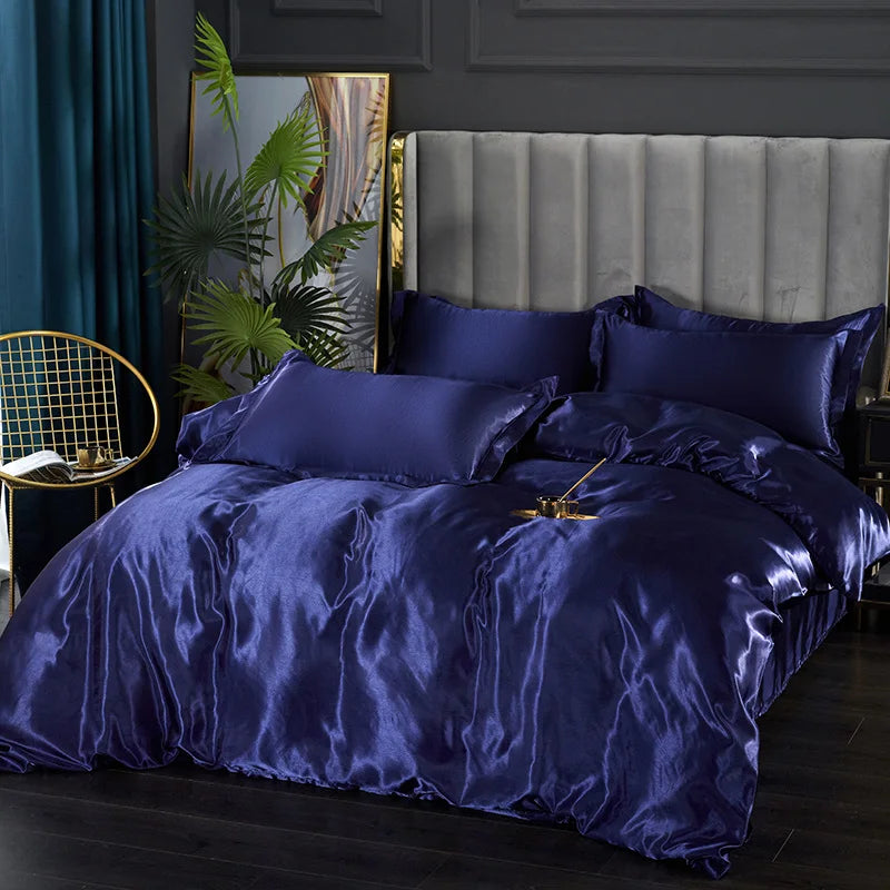 Silk Bedding Set with Duvet Cover Pink Bed Sheet Set with PillowCase 100% Pure Silk Bed Linen Set King Queen Full Twin Size