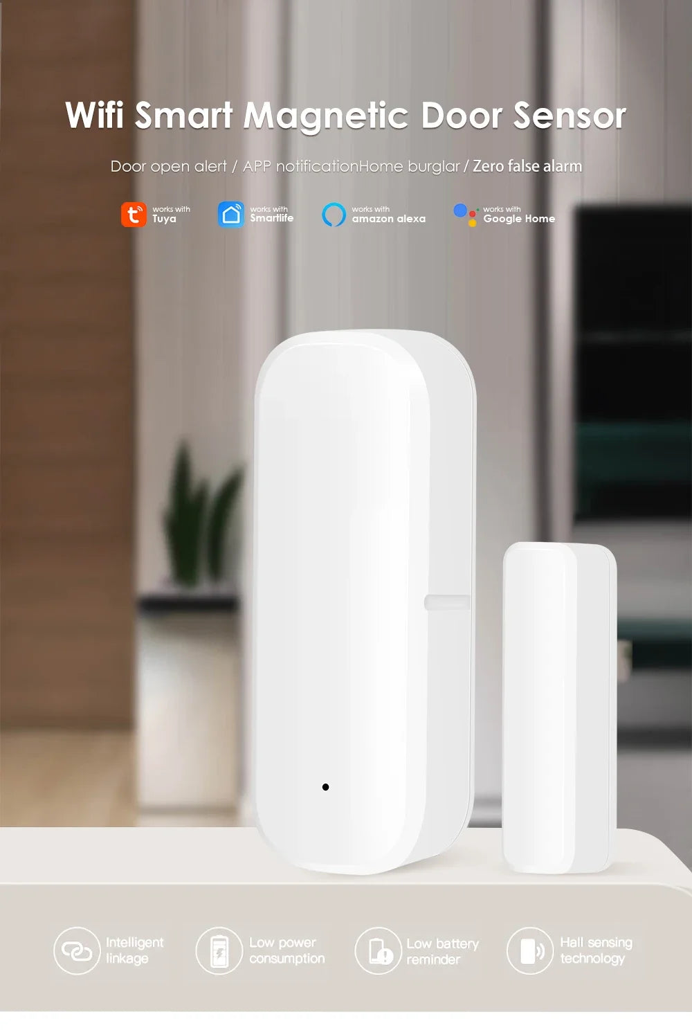 Tuya WiFi Door Sensor Window Sensor Smart Home Wireless Door Detector Smart Life APP Remote Control for Alexa Google Home