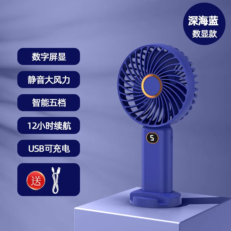 Portable Fan Digital Display 1200mAh Battery Capacity Usb Rechargeable Speed Adjustable Handheld Fans Air Conditioner Cooling