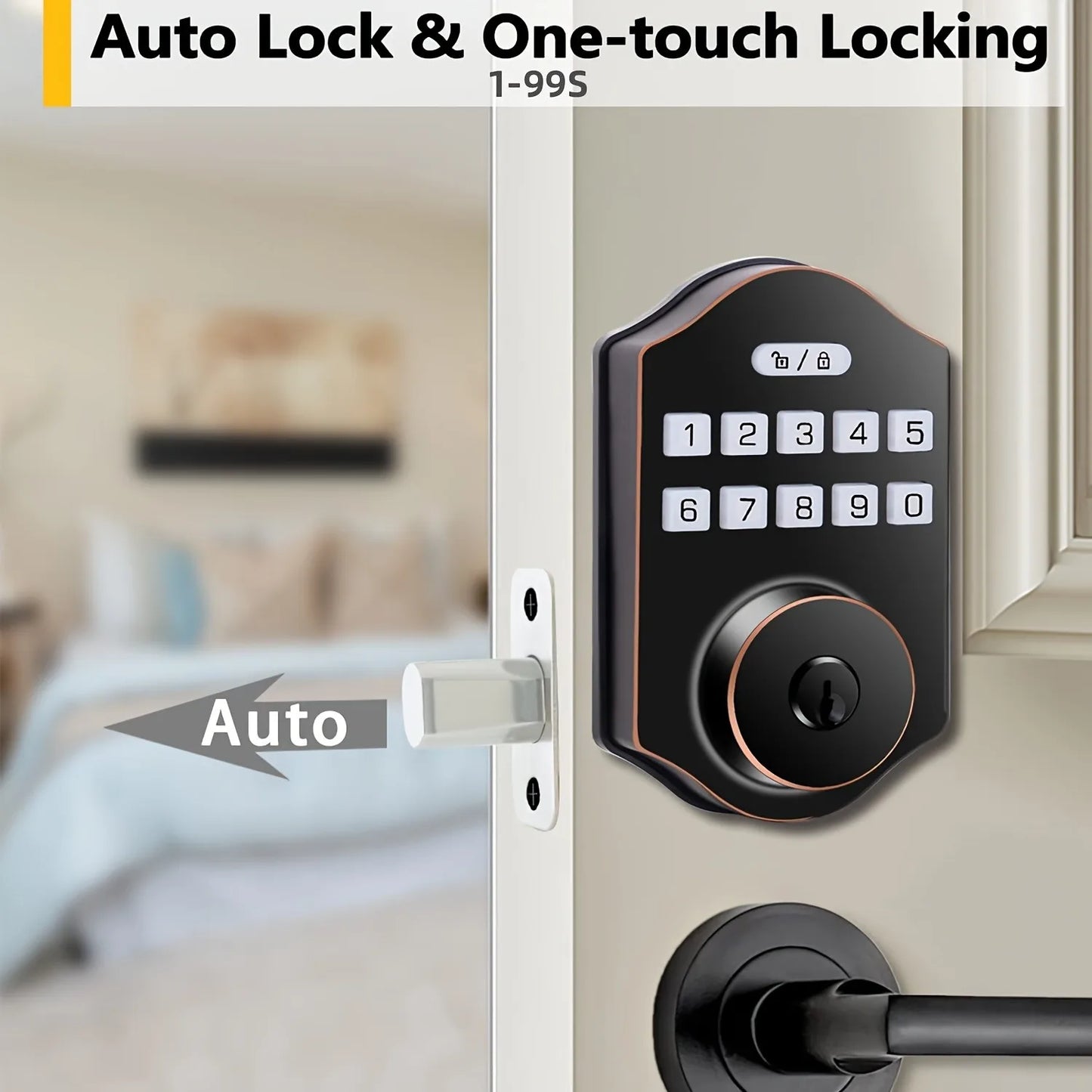 CIEPOJIT Smart Front Door Lock Deadbolt Keyless Entry Locks Digital Keypad Security For Home Unlock with password/key