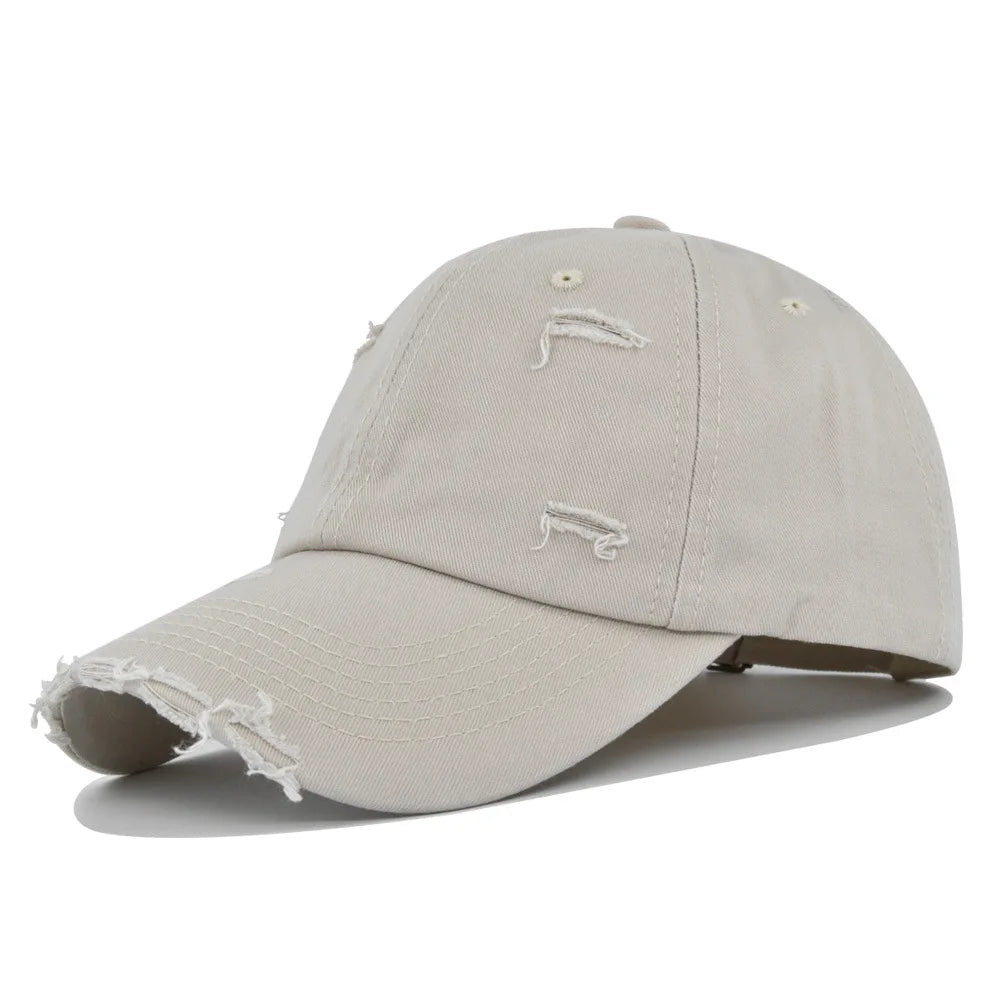 Washed Hole Baseball Cap New Spring Solid Sunhat Men Women Unisex-Teens Cotton Snapback Caps Fashion Hip Hop Vintage Summer Hat