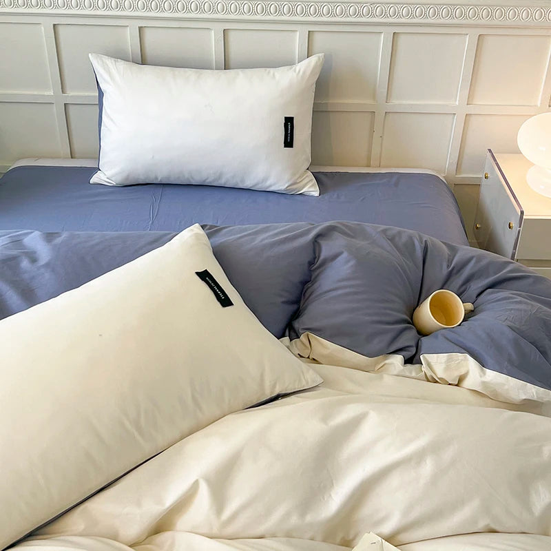 White Bedding Comforter Set with Pillowcase bed sheet Single Full Size Bed Linen Duvet Cover Set Queen/King Double Single Bed