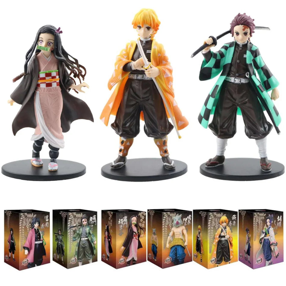 Anime Demon Slayer Kimetsu no Yaiba Figure Kamado Tanjirou Action Figure Agatsuma Zenitsu Nezuko Warrior PVC Model Toys