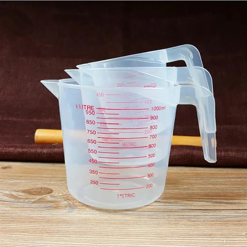 3pcs Baking Liquid Measuring Cups PVC Scale Cup Plastic Measuring Volume Beaker Kitchen Baking Tools 250/500/1000ml