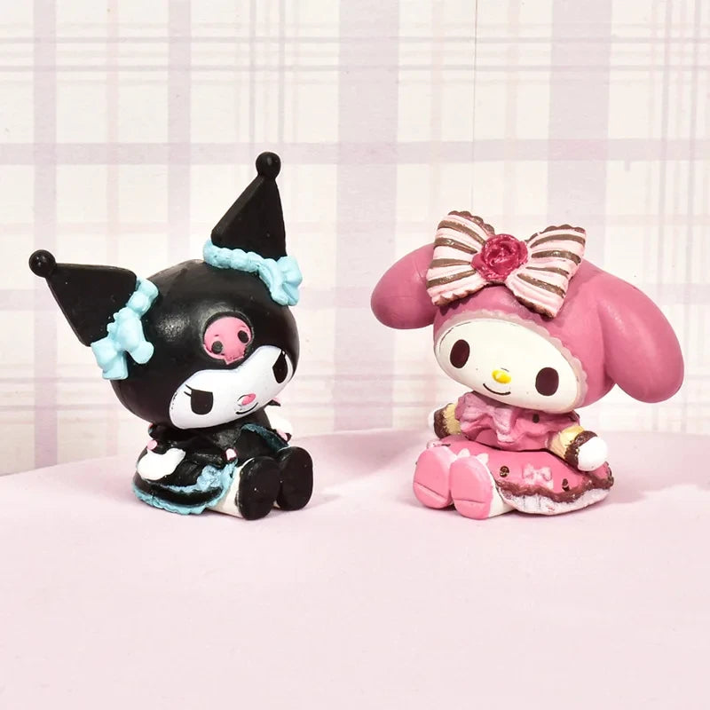 5Pcs Set Anime Figure Doll 3-4cm Kawaii Kuromi Melody Model Accessories Children's Toys Gift Action Figures Hobbies Gifts