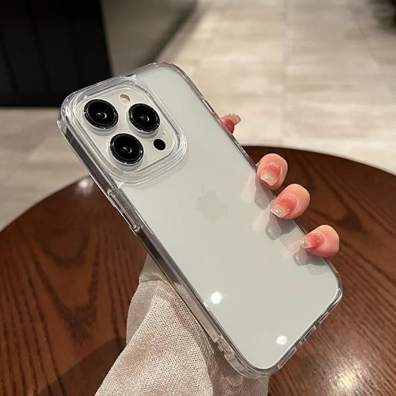 Transparent Shockproof Hard Acrylic Case For iPhone 15 14 13 12 Mini 11 Pro XS Max X XR 7 8 Plus SE 2 Soft Silicone Bumper Cover