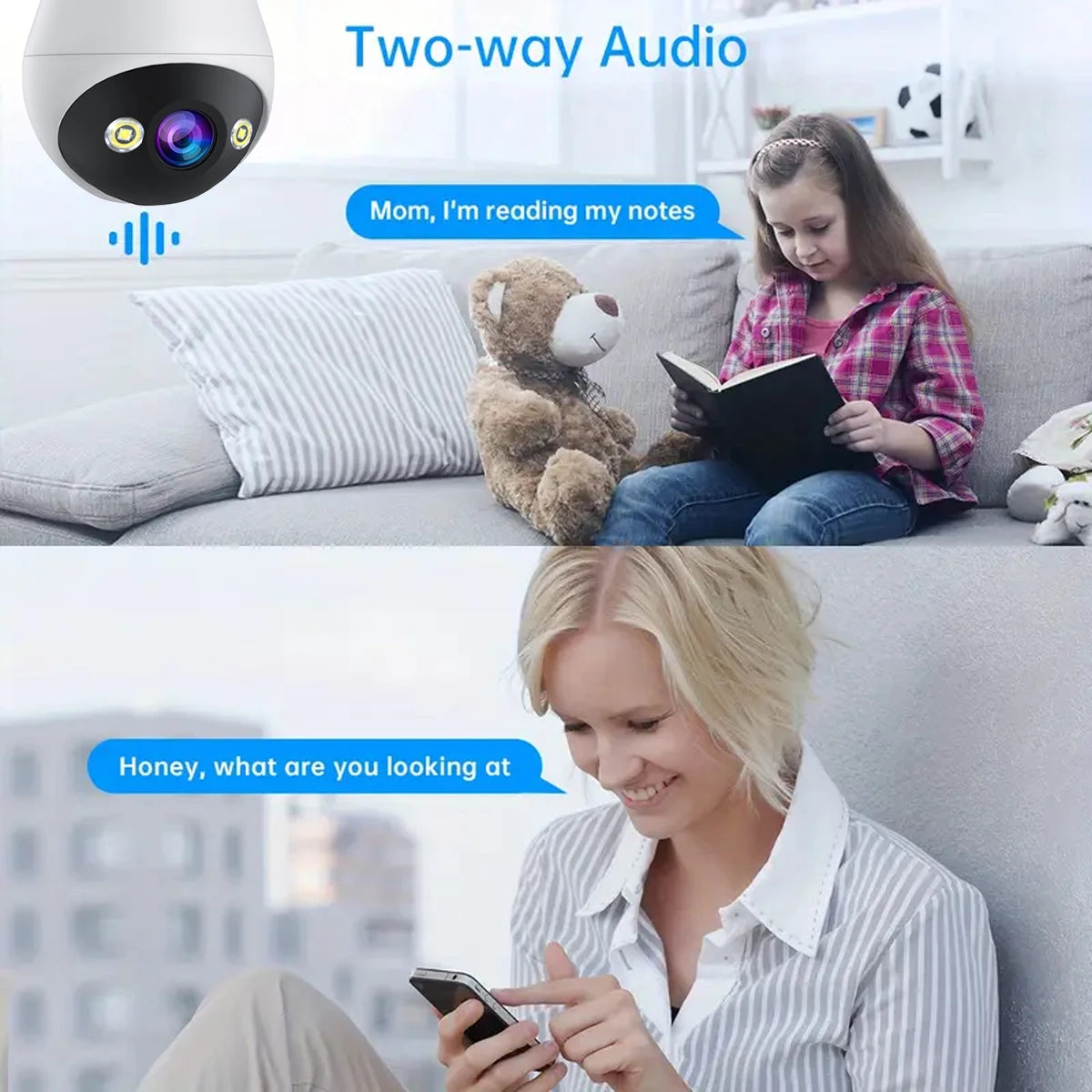 JOOAN 3MP IP Camera 2.4G Wifi E27 Bulb Surveillance Camera Smart Home AI Tracking Security Baby Monitor Wireless CCTV Camera