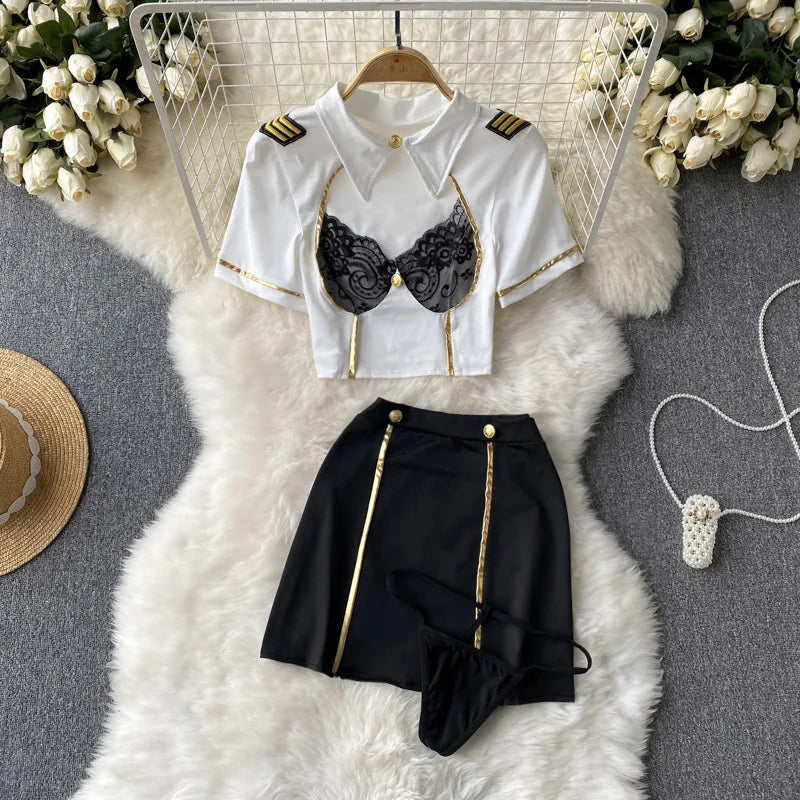 Girls Sexy Cute Japanese JK Uniform Mini Checkered Strap Skirt Off Shoulder High Waist Elastic Cosplay Dress Hot Sweet Pajama