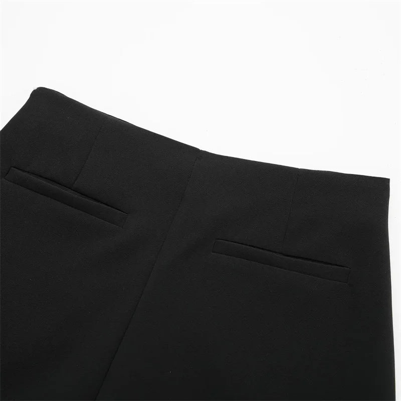 TRAF 2024 Asymmetric Skort For Women Black High Waist Mini Skirt Shorts Women Casual Bermuda Shorts Woman Summer Skirt Shorts