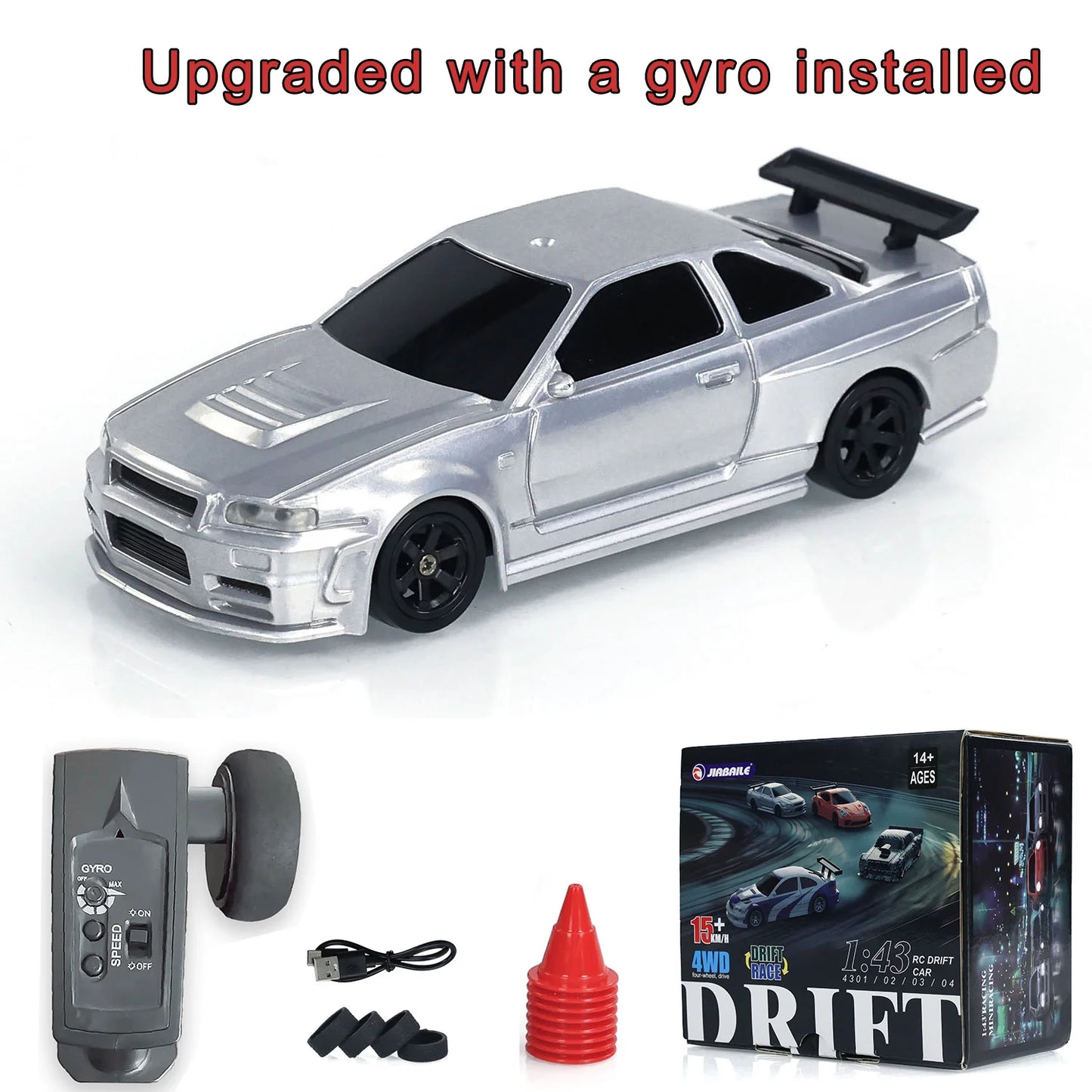 Upgraded Gyro RC 1/43 Difting Car Racing RTR 4WD Four-wheel Drive High Speed Radio Control Model 2.4g Drift Race Car Mini Gifts