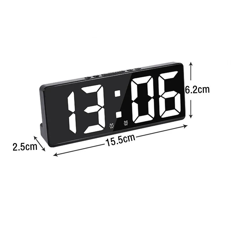 Acrylic/Mirror Digital Alarm Clock Voice Control Snooze Night Mode Table Clock 12/24H Anti-disturb Funtion Electronic LED Clock