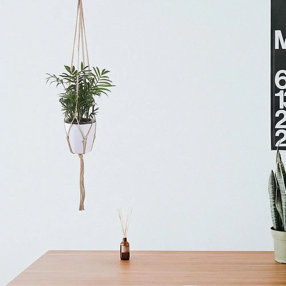 1pcs Braided Rope Hanging Basket Flower Pot Straw Macrame Net Hanger Garden Holder Craft Plant Balcony Decor Accessories
