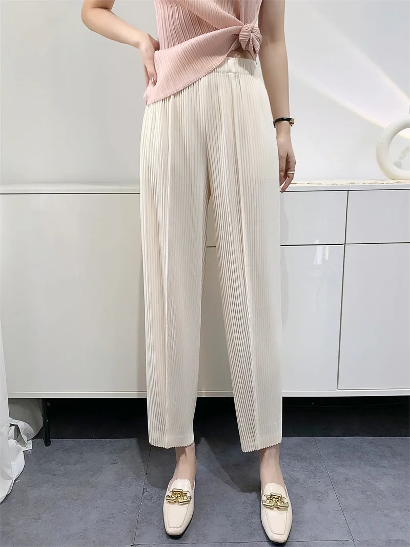 YUDX Miyake Pleated Pants Women's Thickened Fabric Loose Slim Comfortable Casual Pleated Pants 2024 Early Spring New