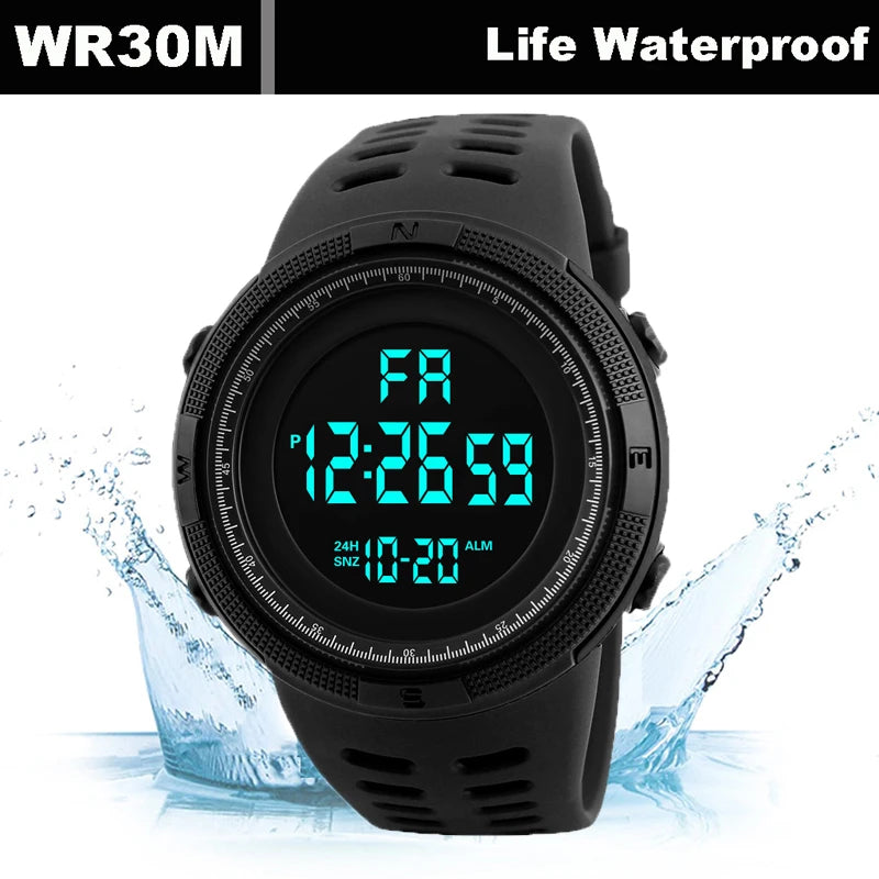 Men's Watch Sports Digital Watches for Man Big Dial Luminous Waterproof Alarm Clock Multifunction Military Electronic Wristwatch