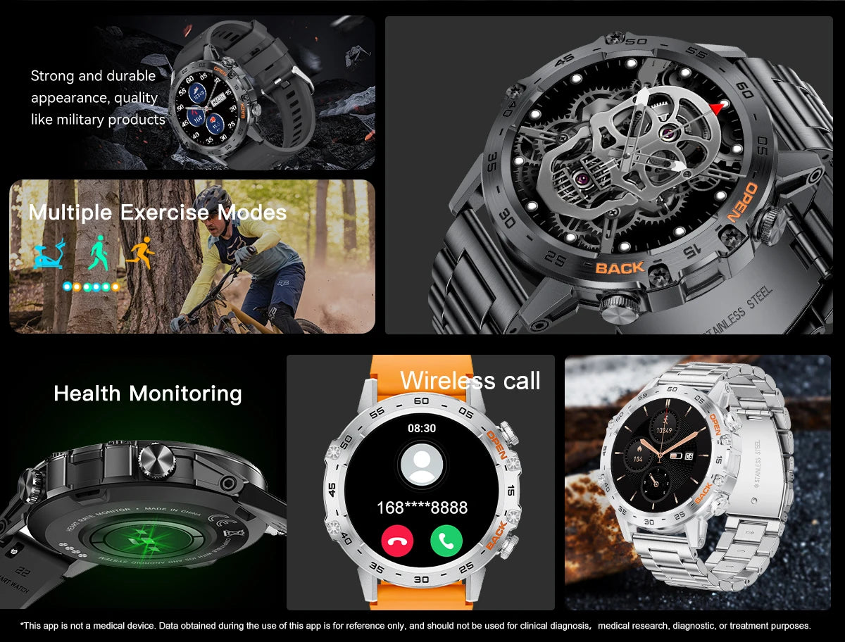 LIGE Smartwtach For Men 400mAh Outdoor Sport Bluetooth Calling Watches Health Monitoring Waterproof Smartwatch Man Reloj Hombre