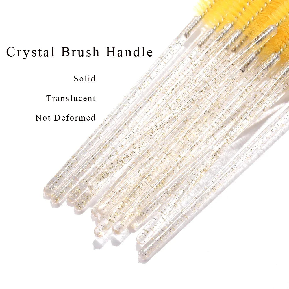 Wholesale 50pcs Disposable Eyelash Brushes Extension Crystal Eyebrow Brush Mascara Wand Eye Lashes Cosmetic Tool Makeup Beauty