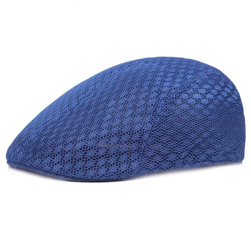 2024 New Summer Casual Beret Hat Unisex Mesh Flat Caps Newsboy Style adjustablr Fashion Breathable Summer Hat for Women Men Caps