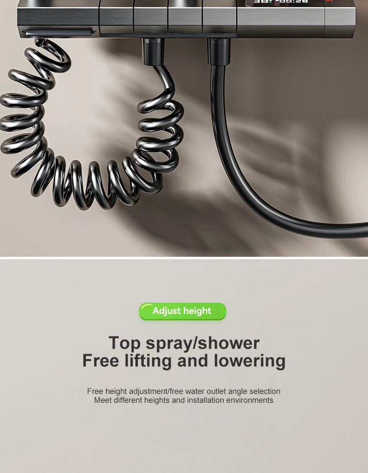 Bathroom Shower Full Set Gray Digital Display Shower System Set Piano Button With Ambient Light Faucets Shower Head