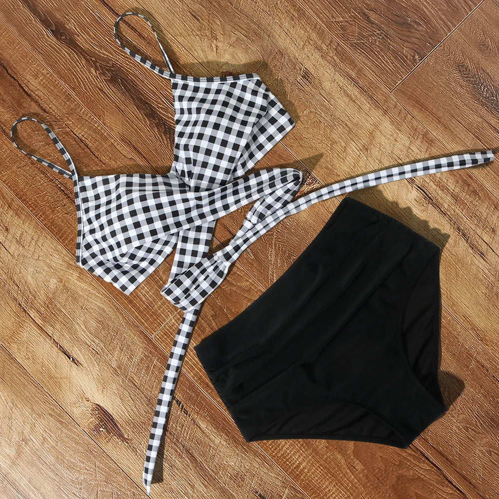 High Waist Sexy Bikini Set 2024 Biquini Swimwear Women Two Pieces Swimsuit Floral Beachwear V-Neck Bathing Suits Female