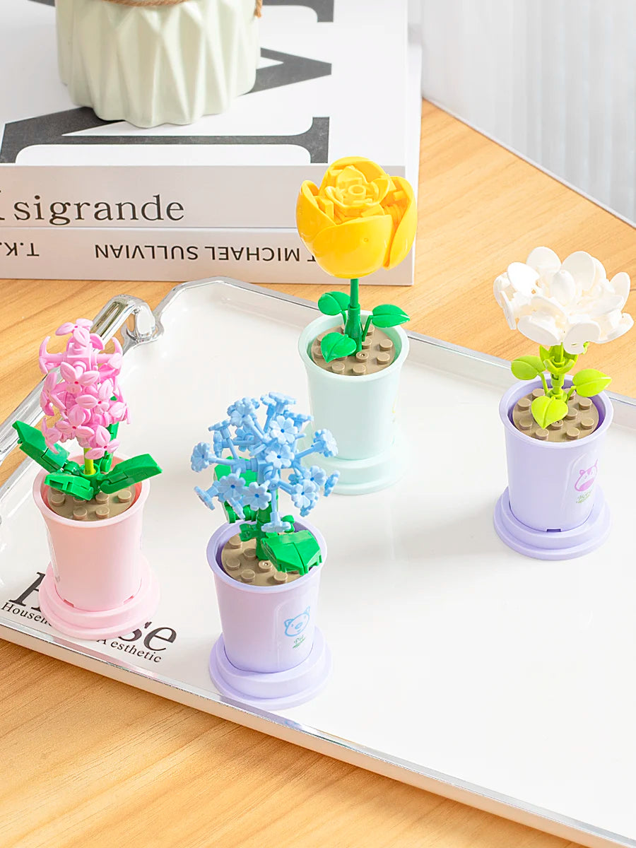 Zodiac Flower Building Block Eternal Bouquet Model Diy Home Decoration Small Particles Educational Toy Children Birthday Gift