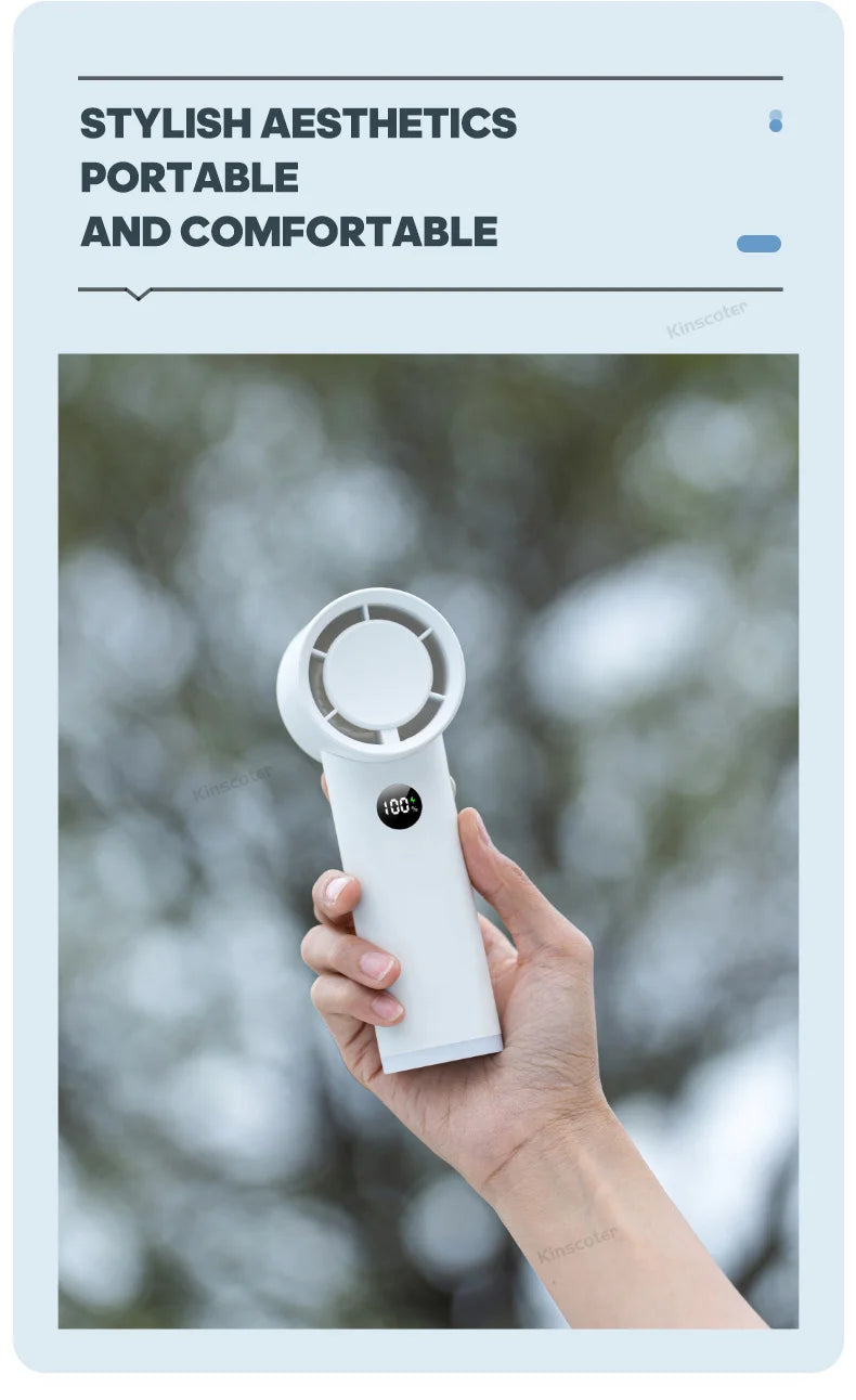 New Digital Handheld Fan High Speed Wind 100 Speeds Cooler Fan Ventilator Turbo Fan Air Circulator Handfan