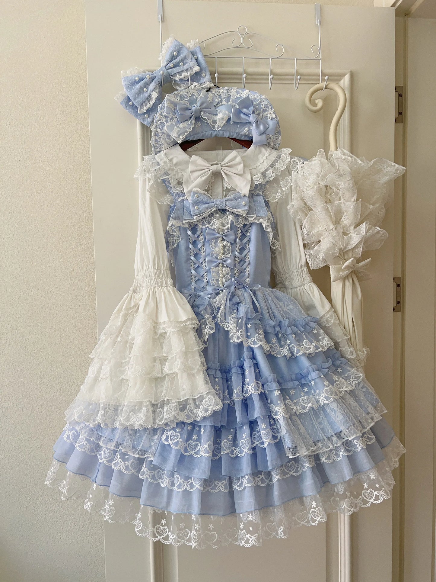Original Design Lolita Jsk Suspender Dress Sweet Girl Women's Long Sleeve Inner Shirt Cute Princess Sling Cake Dress with Cape