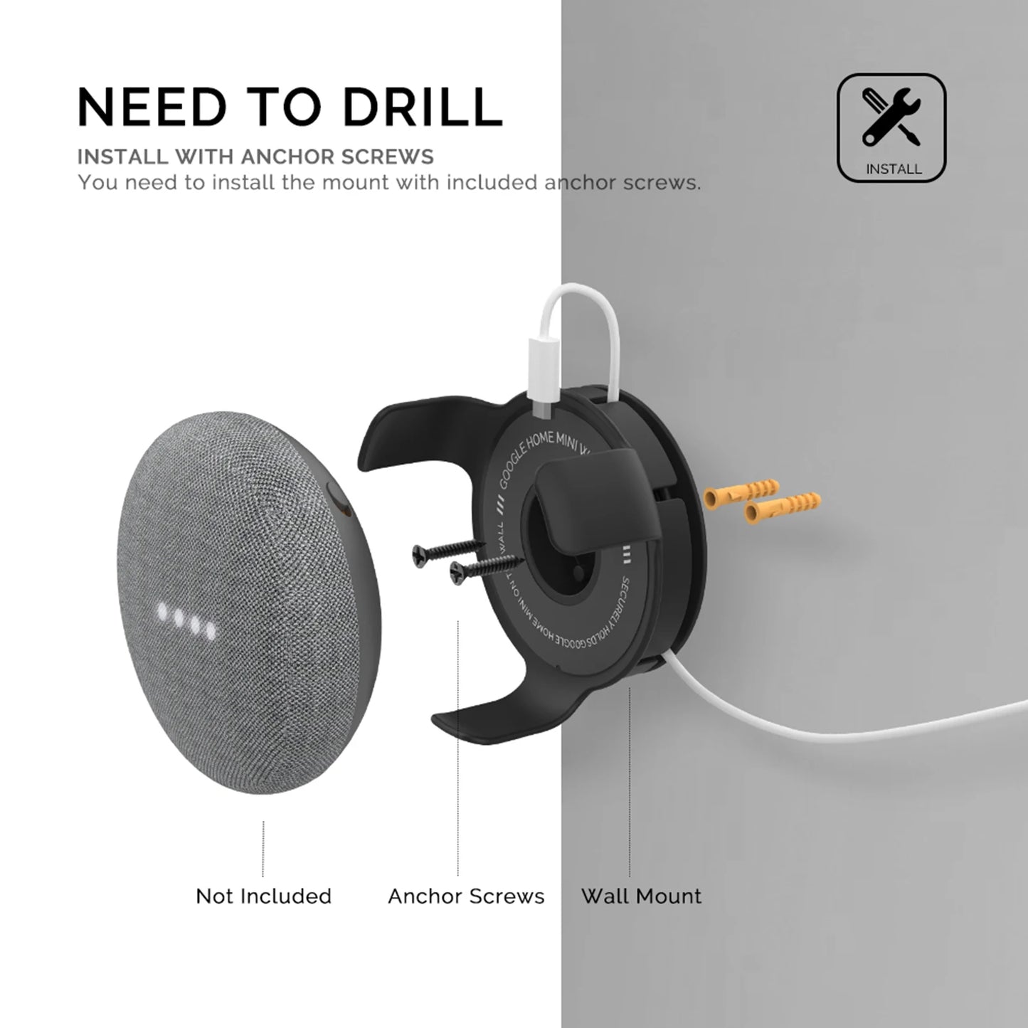 Portable Wall Mount Holder For Google Home Mini Smart Speaker Accessories Cord Management Hanger Stand For Google Speaker