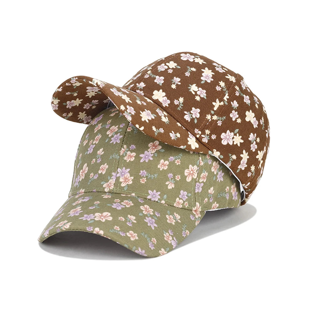 1 women's versatile flower printed baseball cap, spring and summer outdoor sun protection duckbill hat