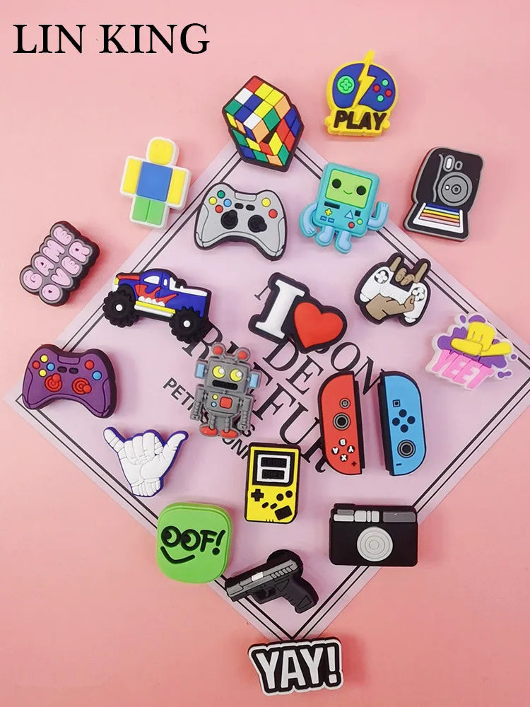 Design Shoe Charms Game Style PVC Buckle Decorations Croc Jeans Ornaments Diy Combination Shoe Clip Decor Children Adult Gifts