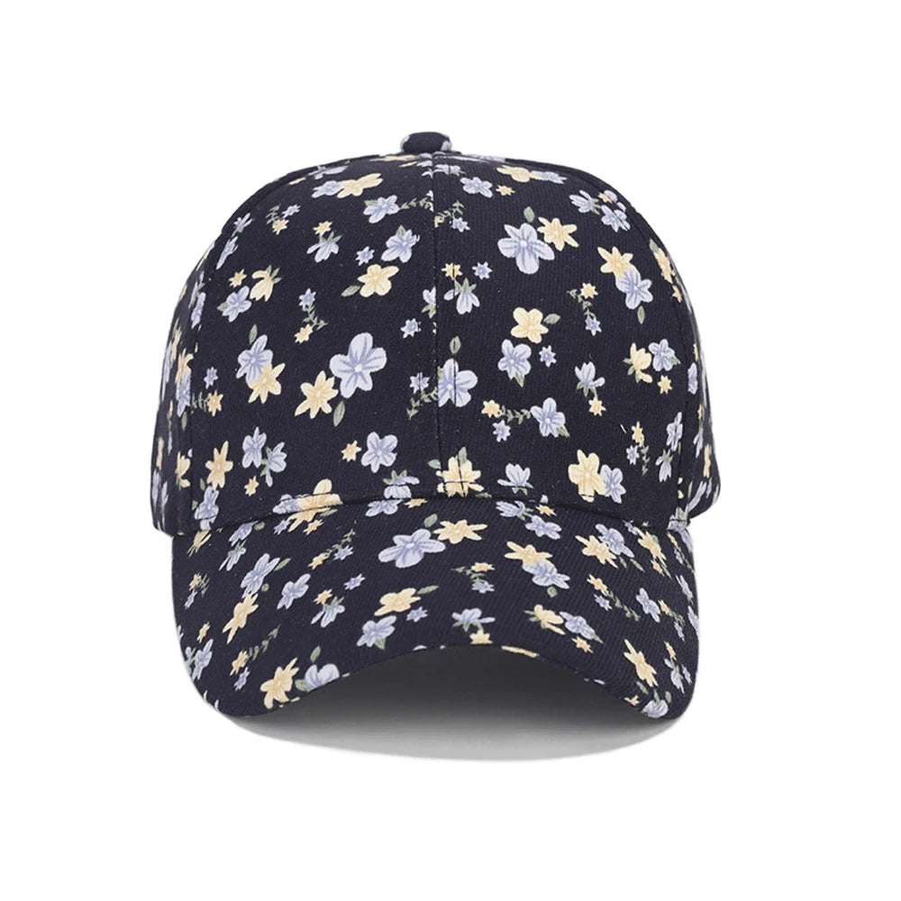 1 women's versatile flower printed baseball cap, spring and summer outdoor sun protection duckbill hat
