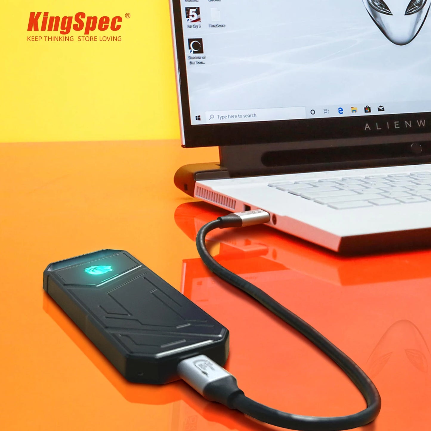 KingSpec NVMe External SSD 512GB 500GB 1TB 2TB Hard Drive 20gbps Type C USB 3.2 RGB Portable Hd Solid State Disk for Laptop PC