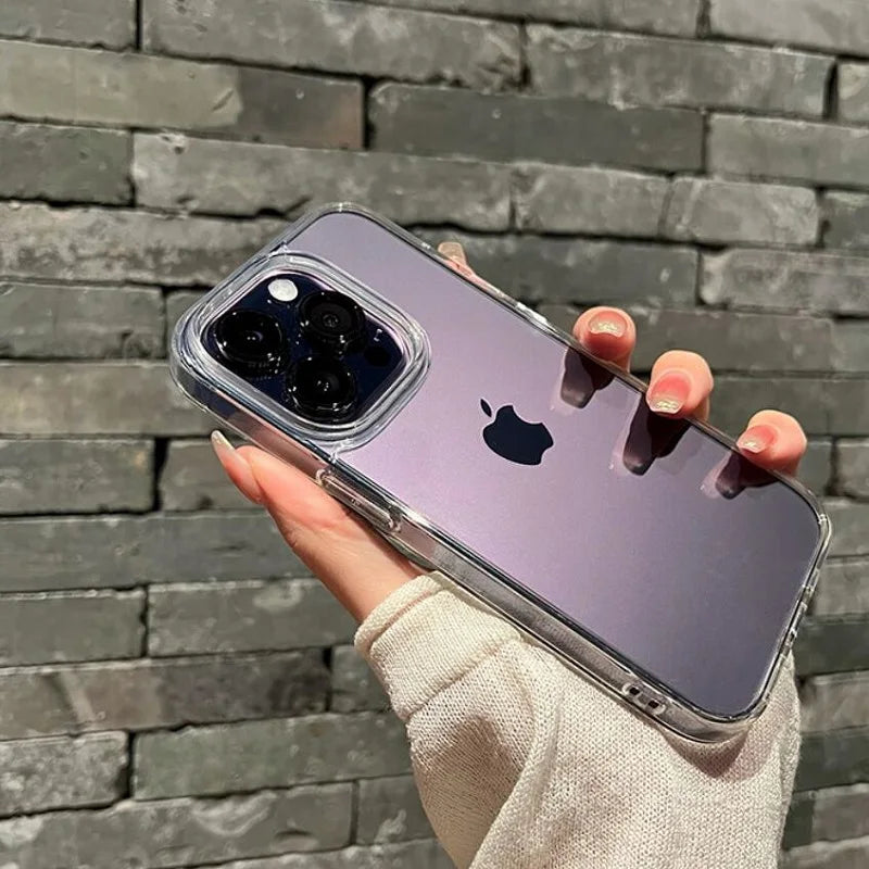Transparent Shockproof Hard Acrylic Case For iPhone 15 14 13 12 Mini 11 Pro XS Max X XR 7 8 Plus SE 2 Soft Silicone Bumper Cover