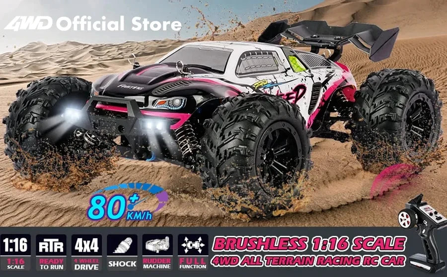 Super Brushless 80KM or 50KM/H 4WD RC Car With LED Remote Control Cars High Speed Drift Racing 4x4 Off Road Truck Kid Adult Toy