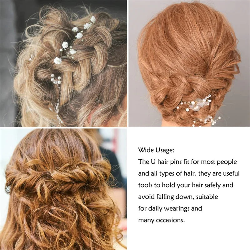 50pcs 6cm U Shaped Bun Hair Pin Hairpin Clip Gum Buckle Barrette Plier for Summer Women Bridal Accessories Headdress Decoration