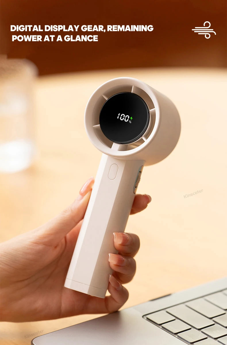Mini High Speed Turbo Handheld Fan 100 Wind Speeds Adjustable with Digital Display 3000mAh Battery Operated Electric Eyelash Fan