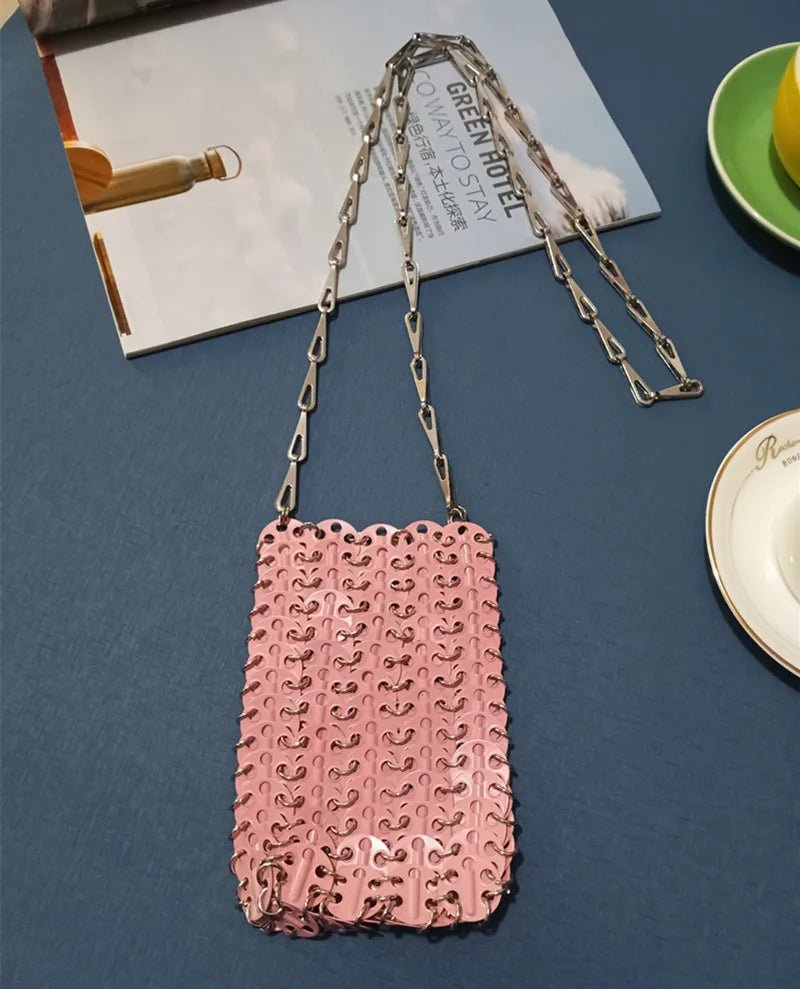 luxury Women Bags Designer Metal Sequins Chain Woven Bag Hollow Evening Bags Clutch Female Travel Holiday Shoulder Bag Handbag