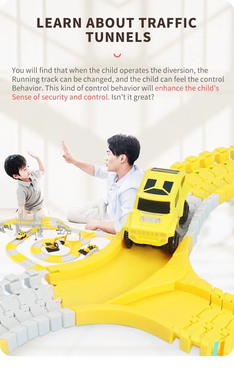 137-467pcs Children Electric Track Toy Car Engineering Car Kids Educational Toys Track Car Train Toys for Children Birthday Gift