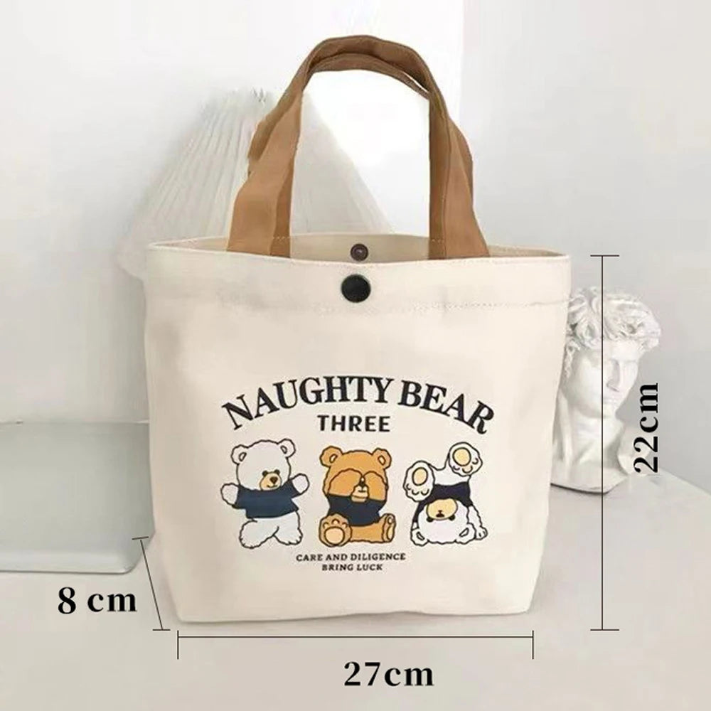2024 New Canvas Bag Versatile Handbag Female Student Lunch Box Bag Simple Tote Bag Office Worker Lunch Bag Tote bag