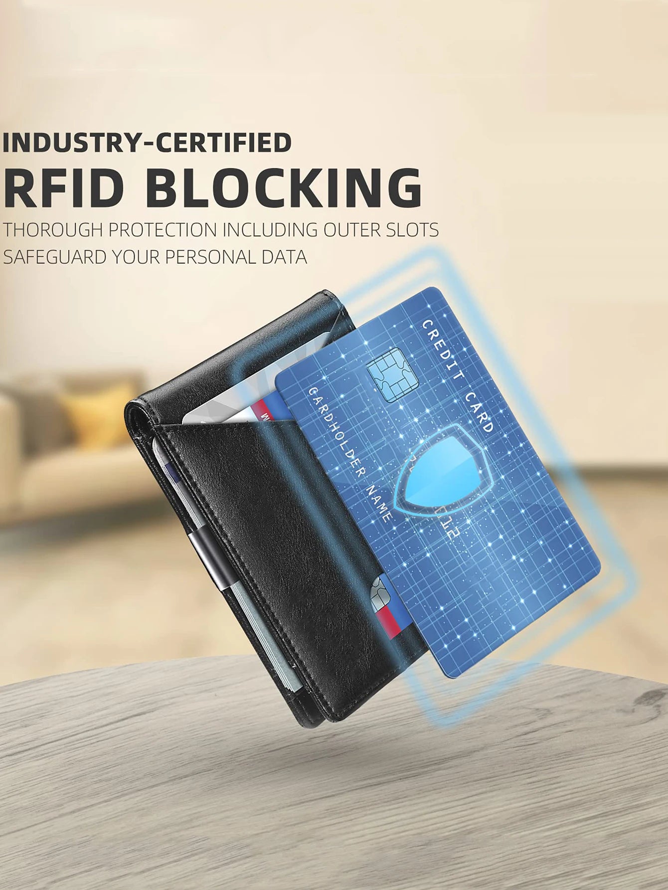 Minimalist men's wallet RFID anti-theft brush double fold cross front pocket portable card holder 12 card multifunctional wallet