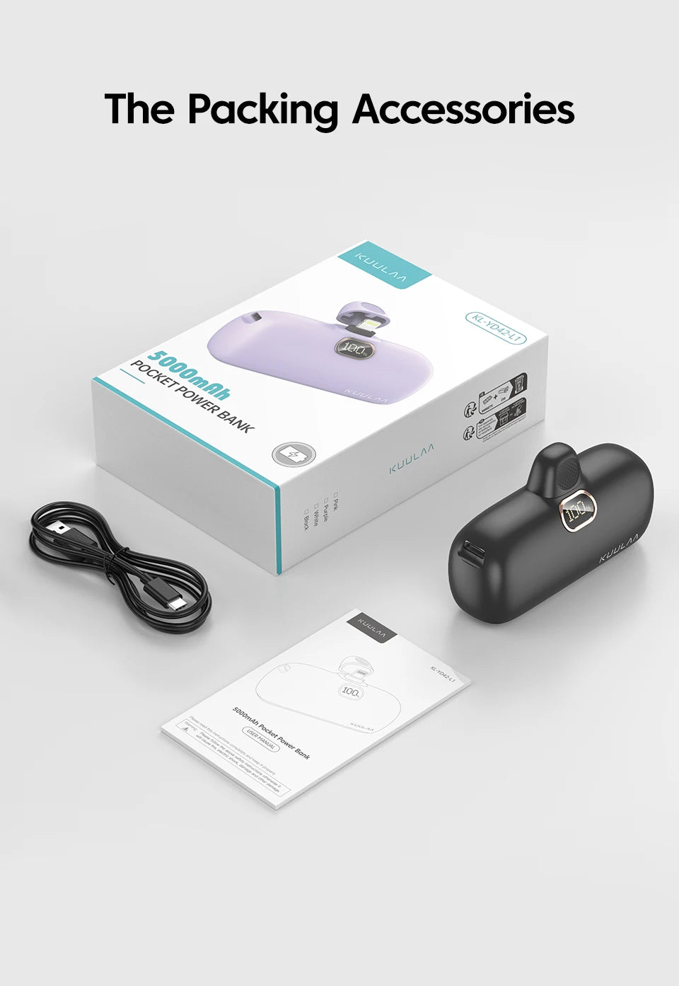 KUULAA Mini Power Bank 5000mAh PowerBank QC PD carga rapida For iPhone 16 15 14 13 Batterie Externe Portable Charger For xiaomi