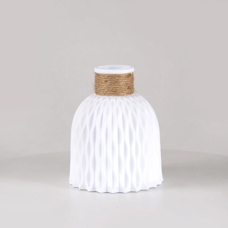 Nordic Flower Vase Imitation Ceramic Plastic Flower Vase Pot Home Living Room Desktop Decoration Wedding Centerpiece Arrangement
