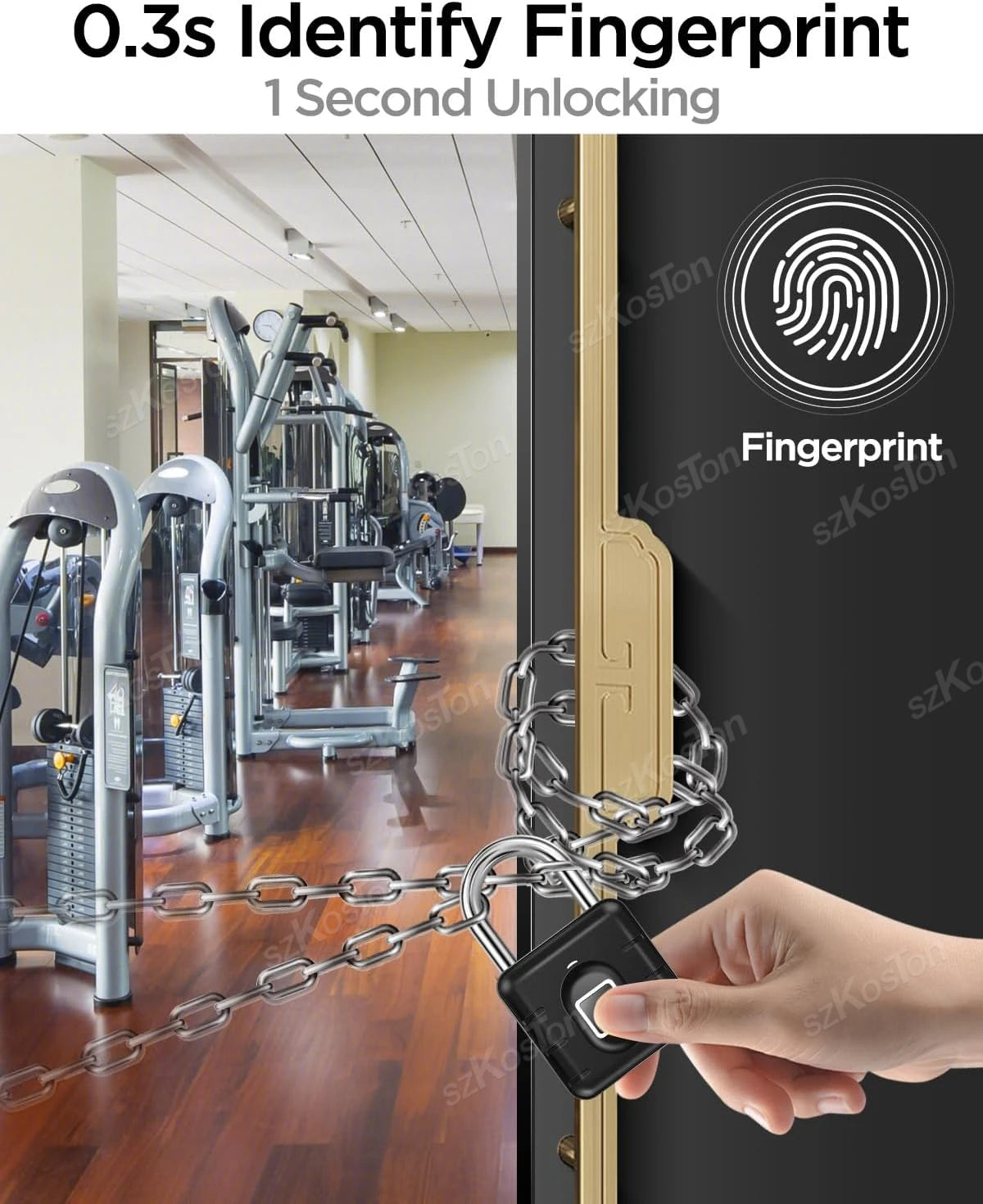 Smart Home Fingerprint Lock IP67 Waterproof Smart Lock Padlock Locker Anti-theft Security Protection Keyless Unlock for Luggage