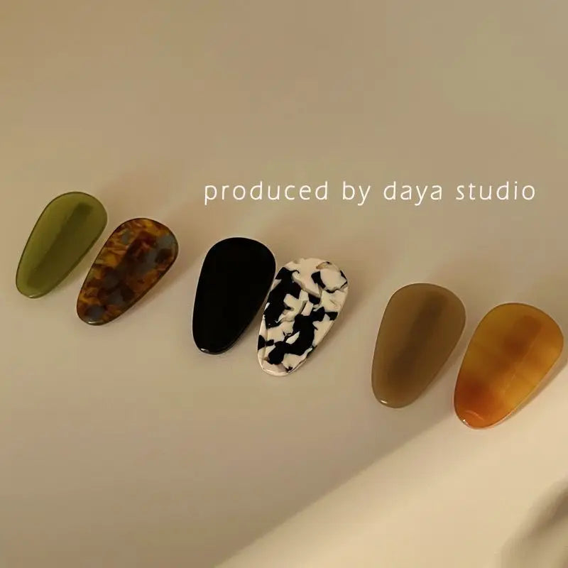 New Korean Version Daily Acetic Acid Geometric Women's Side Clip Fashionable and Fresh Girl Hair Clip Retro Bangs Duckbill Clip